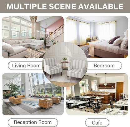 UIXE Stripe Accent Chair, Modern Upholstered Armchair in Fabric for Living Room, Nailhead Trim Club Arm Chair Comfy Single Sofa Bedroom Reading Seat with Wood Legs - Brown