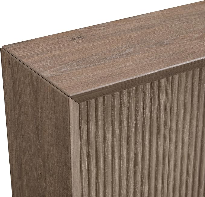 Henn&Hart 56'' Wooden Rectangular Fluted Console Table Entryway Table, Sofa Table for Entryway, Living Room, Couch, Hallway, or Office, Antiqued Gray Oak