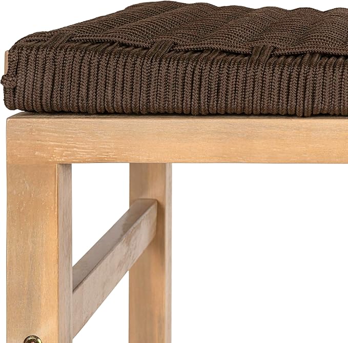 JONATHAN Y BSL1201C-SET2 Armand 30" Modern Coastal Backless Acacia Wood Outdoor Bar Stool with Woven Rope Seat, for Pool, Deck, Poolside, Light Teak/Brown (Set of 2)
