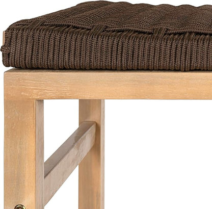 JONATHAN Y BSL1201C-SET2 Armand 30" Modern Coastal Backless Acacia Wood Outdoor Bar Stool with Woven Rope Seat, for Pool, Deck, Poolside, Light Teak/Brown (Set of 2)