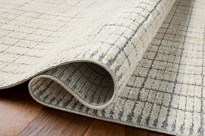 Loloi Amber Lewis Bexley Collection BEX-04 Slate/Natural 4'-0" x 6'-0" Accent Rug Neutral, Textured, Living, Bedroom, Dining, Carpet