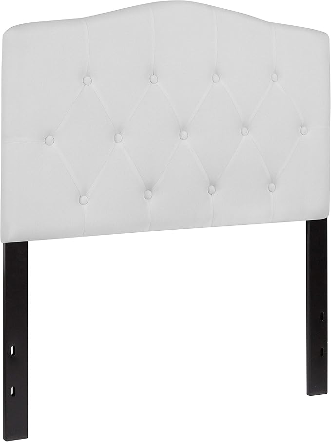 BizChair Tufted Upholstered Twin Size Headboard in White Fabric