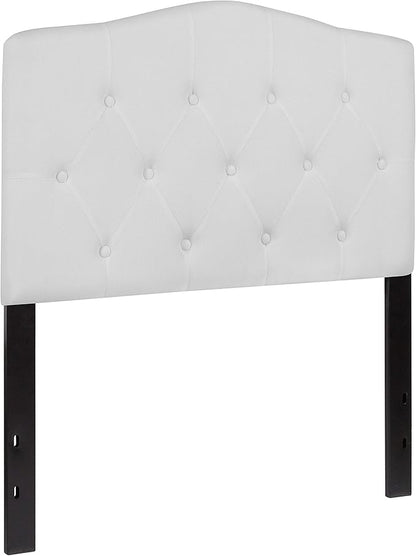 BizChair Tufted Upholstered Twin Size Headboard in White Fabric