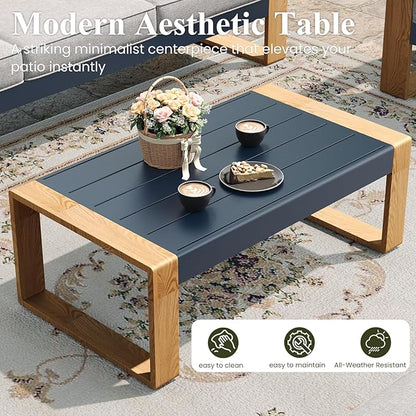 LayinSun 5 Pieces Aluminum Patio Furniture Set with Coffee Table, Oversized Seat with Hight Back, Outdoor Conversation Sets for Porch, Balcony, Deck
