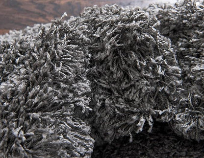 Unique Loom Solid Shag Collection Area Rug (8' Round Graphite Gray)