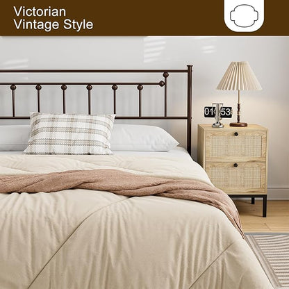 Metal Full Size Headboard, Victorian Farmhouse Style, Easy Assembly, Steel Full Headboard Only for Bedroom - Brown