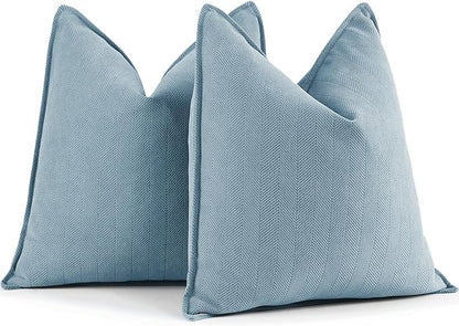ZWJD Blue Pillow Covers 26x26 Set of 2 Chenille Pillow Covers with Elegant Design Soft and Luxurious Decorative Throw Pillows for Couch, Bed, and Home Decor,Light Blue
