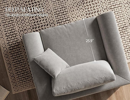 48.6" Single Sofa, Small Boneless Couches for Living Room, Cloud Couch for Bedroom, Office, Light Grey