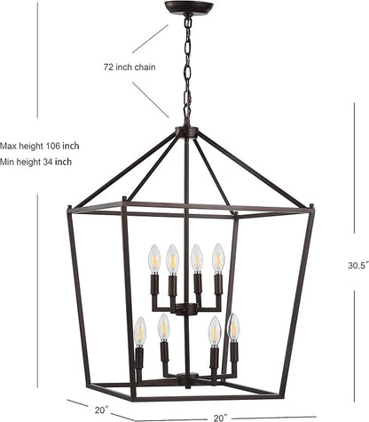 JONATHAN Y JYL7438A Pagoda Lantern Dimmable Adjustable Metal LED Pendant Classic Traditional Farmhouse Dining Room Living Room Kitchen Foyer Bedroom Hallway, 20 in, Oil Rubbed Bronze