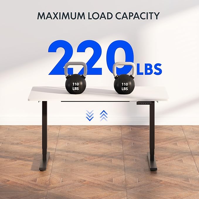 FLEXISPOT E6 3 Stages Dual Motor Electric Standing Desk 48x30 Inch Whole-Piece Board Height Adjustable Electric Sit Stand Desk(Black Frame + White Desktop, 2 Packages)