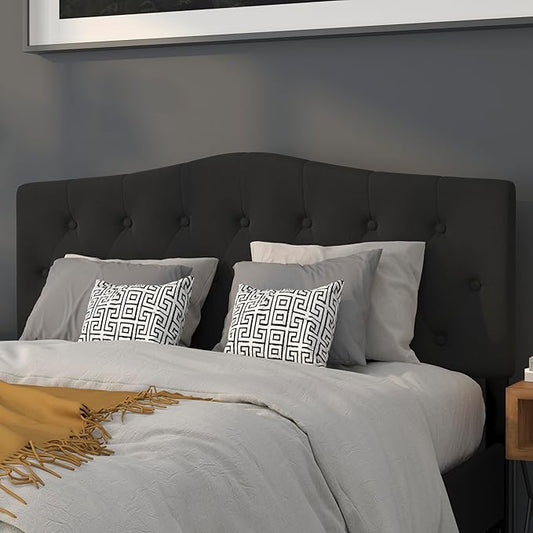 BizChair Tufted Upholstered Queen Size Headboard in Black Fabric