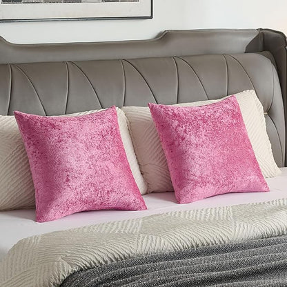 FUTEI Hot Pink Flannel Throw Pillow Covers 12x20 Inch Set of 2,Soft Dimensional Textured Lumbar Pillow Cases,Modern Home Decor for Couch Living Room