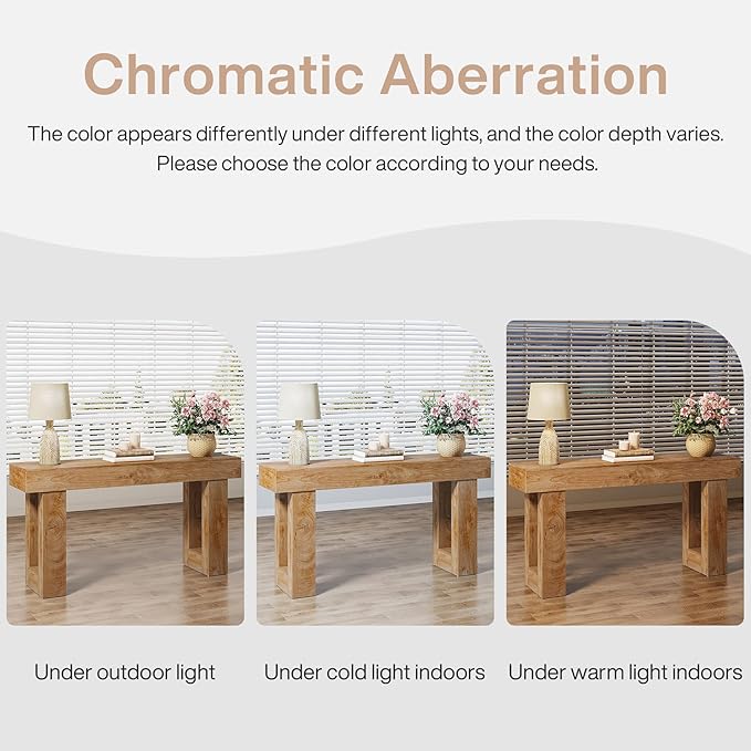 Tribesigns 63" Farmhouse Console Table, Natural Wooden Sofa Table Rectangular Accent Console for Entryway, Hallway & Living Room (Natural)
