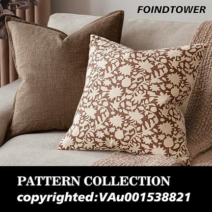 Foindtower Set of 2 Decorative Neutral Floral Throw Pillow Covers Accent Farmhouse Cushion Covers Boho Pillowcase for Couch Sofa Bedroom Living Room Home Decor,24×24 Inch,Light Orange Brown