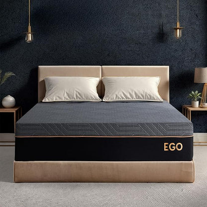 MLILY EGOHOME 12 Inch Full Mattress, Copper Gel Cooling Memory Foam Mattress for Back Pain Relief,Therapeutic Double Mattress Bed in a Box, Made in USA, CertiPUR-US Certified, 54x75x12 Black