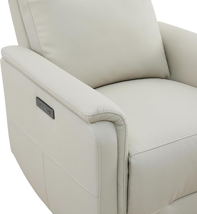 Watson & Whitely Power Recliner Chairs for Adults, Swivel Rocker Recliner W Power Headrest & Type-C Charger for Living Room, Faux Leather, Cream, RC015