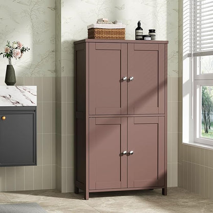 Shintenchi Bathroom Storage Cabinet with Doors and Shelves, Floor Cabinets for Washroom Furniture, Laundry Room, Organization with Adjustable Shelf, Brown