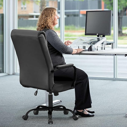 Office Desk Chair,Modern Conference Room Chairs,High Back Ergonomic Home ofiice Chair,Adjustable Height Swivel Executive Computer Chair with Padded Seat and Armrest (Pure Black)