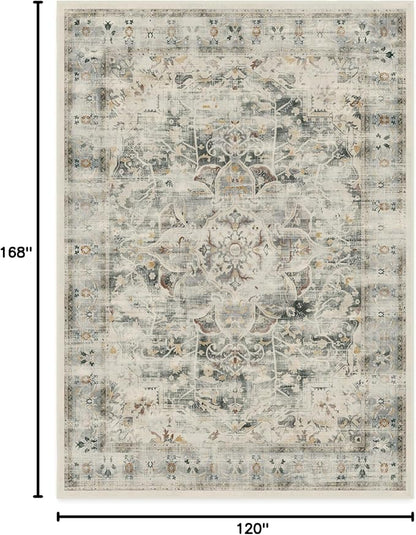 RUGGABLE Washable Vintage Area Rug – Sarrah Sage 10x14, Stain-Resistant, Non-Slip – Large Machine Washable Rugs for Living Room, Bedroom, Hallway, Entryway & Office–with Cushioned Pad
