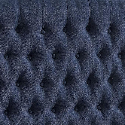 24KF Upholstered Tufted Button Linen Fabric Headboard,Comfortable Fashional Headboard King/CA King Size,Navy Blue