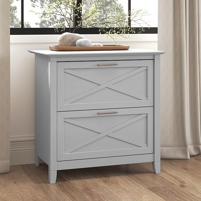 Bush Furniture Key West 2 Drawer Lateral File Cabinet in Cape Cod Gray, Document Storage for Home Office, Accent Chest with Drawers