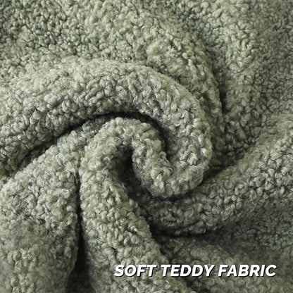FUTEI Sage Green Throw Pillow Covers 16x16 Inch Set of 2,Furry Faux Fur Teddy Boucle Textured Cushion Covers,Soft Fluffy Decorative Pillow Case,Home Decor for Couch Bed Living Room Office Car