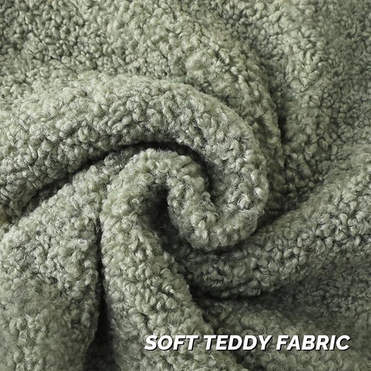 FUTEI Sage Green Throw Pillow Covers 16x16 Inch Set of 2,Furry Faux Fur Teddy Boucle Textured Cushion Covers,Soft Fluffy Decorative Pillow Case,Home Decor for Couch Bed Living Room Office Car
