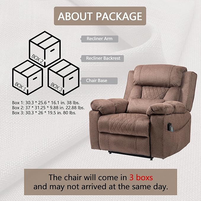 Big Man Power Lay Flat Lift Chair Oversized Recliner Dual Motor Heat Vibration for Elderly, Overstuffed Electric Extra Wide Recliners with Flip Arm Storage Cup Holders,USB Type C Charging