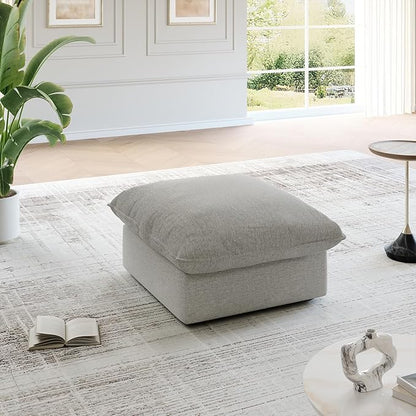 Cloud Movable Ottoman, Waterproof Down Filled Modular Sectional Sofa, High Backrest Sectional Couches for Living Room, Modern Modular Couch with Removable Cover, Light Gray