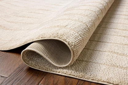 Loloi Chris Loves Julia Calvin Collection CLV-02 Ivory/Oatmeal 2'-3" x 3'-10" Accent Rug Checkered Neutral Soft Living Room Bedroom Carpet