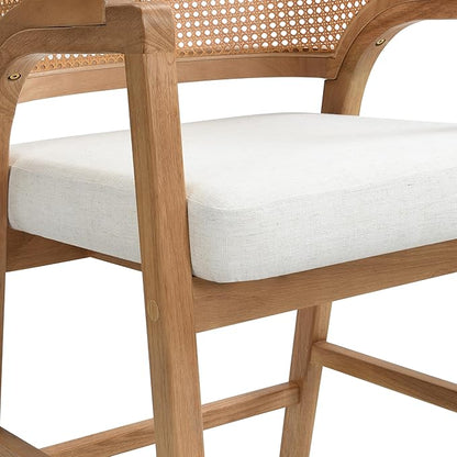 Christopher Knight Home Set of 2 Morley Wooden Counter Height Bar Stool, Kitchen Island Barstool with footrest, Curved Backrest Dining Chair, Soft Removable Cushions, Beige+Natural