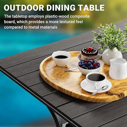 LEVELEVE 5 Piece Outdoor Patio Dining Set with 4 Swivel Dining Chairs & 1 Large Round Dining Table,Bistro Furniture Set for Lawn, Garden, Deck, Backyard and Porch