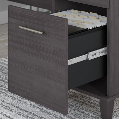 Bush Furniture 60-inch Home Office Desk with Drawers, Large Computer Table with Storage, Transitional Style, Somerset Collection, Storm Gray