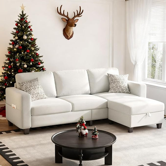 Youmumeub 79''Sectional Couch Couches for Living Room - L-Shaped 4-Seater Deep Sectional Sofa,Removable Covers,Suitable for The Living Room, Apartment or Office-Beige