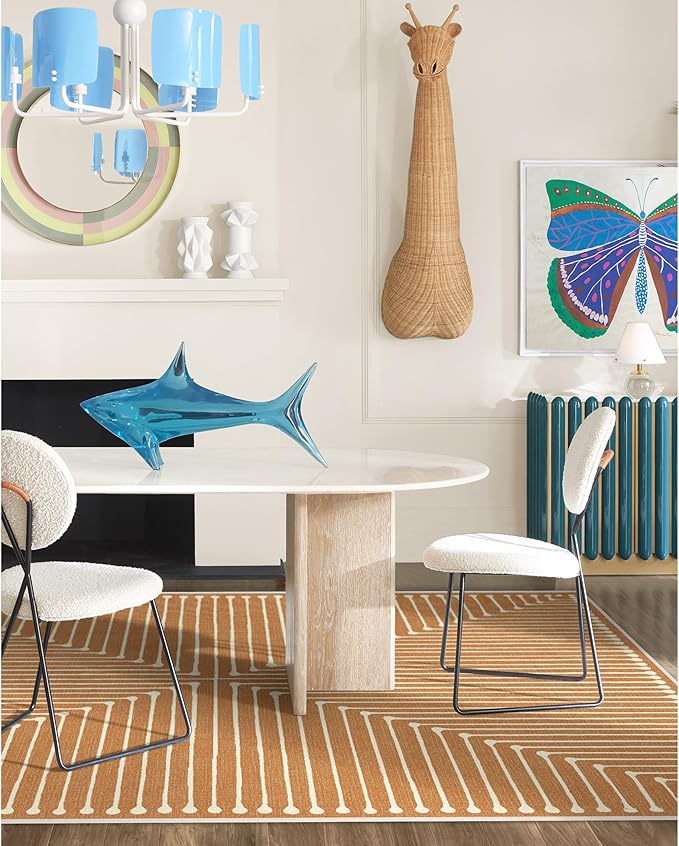 RUGGABLE x Jonathan Adler Machine Washable Modern Area Rug – Inkdrop Copper 9x12, Stain-Resistant, Non-Slip – Large Rugs for Living Room, Bedroom, Hallway, Entryway & Office–with Standard Pad