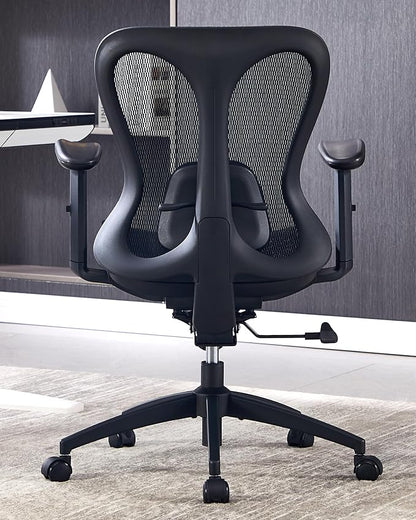Ergonomic Office Desk Chair, Comfortable Computer Gaming Chair, Breathable Mesh Back & Seat, Adjustable Armrest, Lumbar Support, Butterfly Design for Home Office (Black)