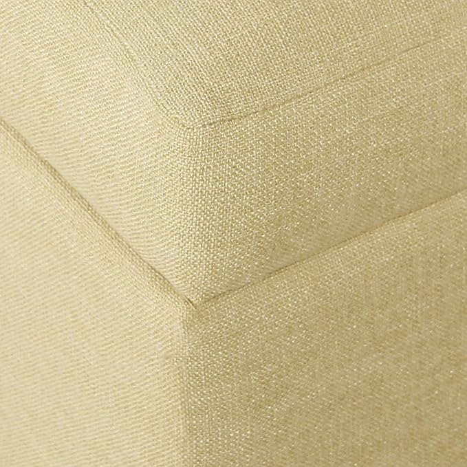 HomePop Woven Square Storage Ottoman with Wood Legs, Tan