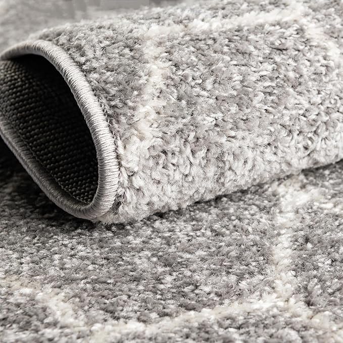 Unique Loom Trellis Frieze Collection Area Rug - Geometric (3' Round, Light Gray/ Ivory)