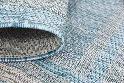 Unique Loom Outdoor Border Collection Area Rug - Soft Border (4' 1" x 6' 1" Rectangle, Aquamarine/ Ivory)