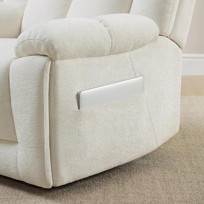 CHITA Oversized Power Recliner Chair with Bluetooth Speakers for Adults, Lay Flat Recliner with Power Lumbar Support, Manual Winged Headrest and USB & Type-C Charging Ports, Cream