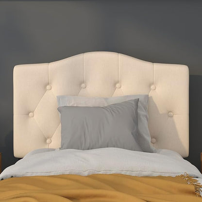 BizChair Tufted Upholstered Twin Size Headboard in Beige Fabric