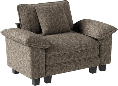 53.5" Cloud Modular Sectional Single Sofa, Deep Seat Armchair with Plush Chenille & Removable Arms for Living Room, Smoky Gray