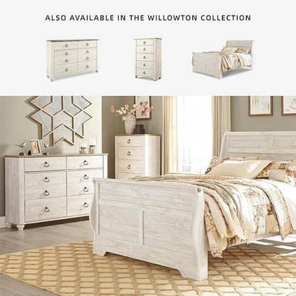 Signature Design by Ashley Willowton Coastal Cottage 6 Drawer Dresser with Faux Plank Top, Whitewash