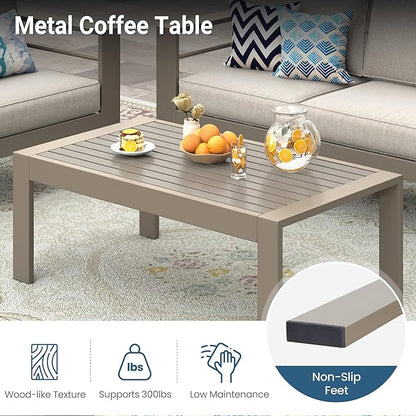 Wisteria Lane 5-Piece Outdoor Patio Furniture Set, Outdoor Sectional Furniture with Upgraded Cushions, Outdoor Conversation Seating Set for Balcony, Garden, Deck, Backyard, Khaki