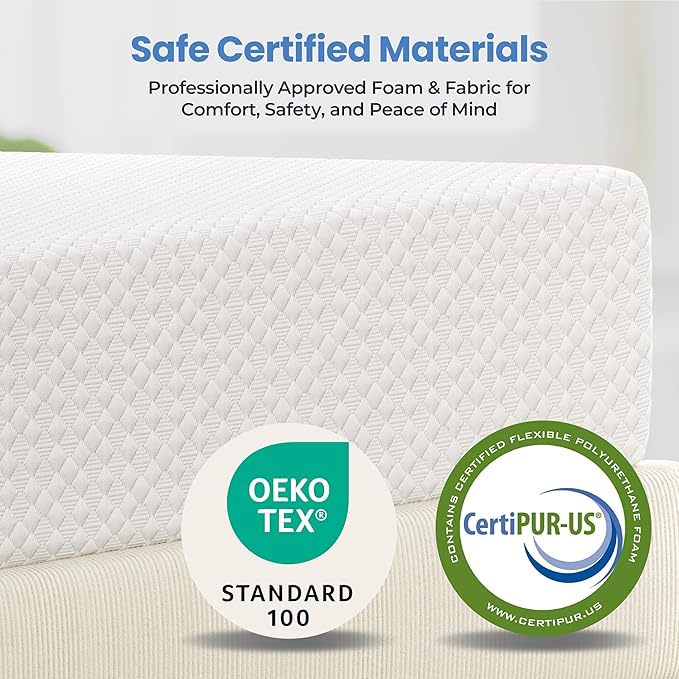Yaheetech 10 Inch Queen Mattress, Fiberglass Free, 3 Foam Layer Cooling Gel Memory Foam Mattresses, Green Tea for Fresher Sleep, Medium Firm, CertiPUR-US Certified, Mattress in a Box