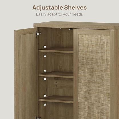 SICOTAS Rattan Shoe Storage Cabinet - Modular Shoe Cabinets with Door Tall Large Shoe Cabinet Storage for Entryway - 31.2" Wide Modular Cabinet for Hallway, Living Room