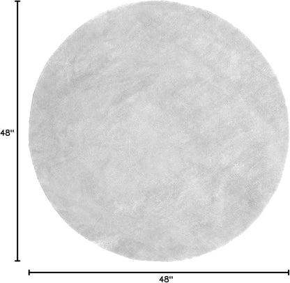 nuLOOM 4' Round Cozy Plush Area Rug, Machine Washable, Non-Slip, Soft Fluffy Shag Carpet for Living Room Bedroom Kids Room Nursery Home Decor, Loni Light Grey