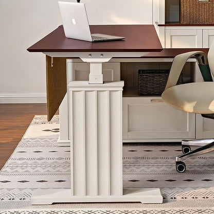 EUREKA ERGONOMIC 60x26 Executive Standing Desk with File Cabinet Drawers,L Shaped Adjustable Height Desk Home Office Computer Desk with Storage