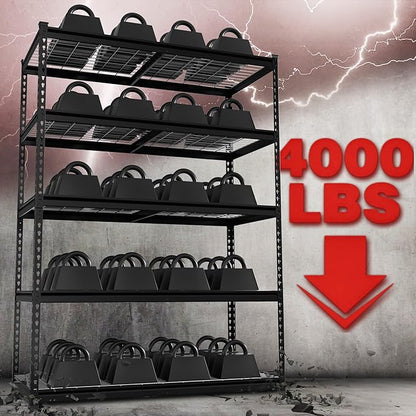WORKPRO 5-Tier Metal Shelving Unit, 48”W x 24”D x 72”H, Heavy Duty Adjustable Garage Shelving, 4000 lbs Load Capacity (Total), Storage Rack for Garage, Basement, Warehouse, Workshop, 2 Pack