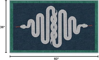 RUGGABLE x Jonathan Adler Washable Modern Area Rug – Venom Sapphire 3x5, Stain-Resistant, Non-Slip – Small Machine Washable Rugs for Living Room, Bedroom, Hallway, Entryway & Office–with Standard Pad